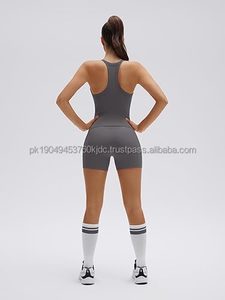 Conjuntos Deportivos de 2 Piezas para Mujer, Shorts de Cintura Alta con Bolsillos, Top Deportivo con Sujetador Incorporado, Cuello en V, Transpirable, Antibacterial - Product Image 5