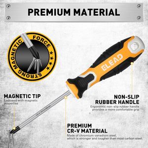 Professional 6-Piece Magnetic <b>Screwdriver</b> <b>Set</b> with Cushion Grip 3 Phillips and 3 Slotted Tips Magnetic <b>Screwdrivers</b> - Product Image 2