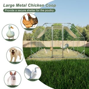 Grande 10 pies. X 13 pies. Gallinero de metal galvanizado Walk-In Farm Poultry Run Hutch Hell House para el cuidado de los pollos - Product Image 5