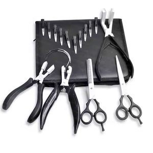 Custom Logo Professional Eco-Friendly Matte Black Hair Extension <b>Pliers</b> <b>Set</b> Micro Ring Loop Threader Cutting Scissors Kit for - Product Image 3