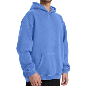 Sudadera con capucha de secado rápido, peso pesado, estilo jogger, lavado ácido, de mezcla de algodón, lisa, tallas grandes para hombre - Product Image 3