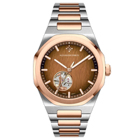 Montre mécanique automatique pour homme Alexander Ferros 9292D/08 Sapphire, bouton poussoir, fermoir caché, acier inoxydable, résistante à l'eau, sport, ronde