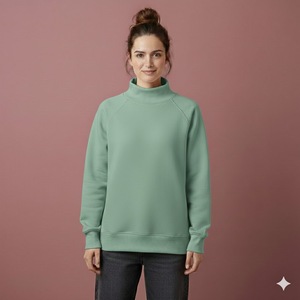 Custom Logo Winter Women's Reversible Mock Neck Fleece Oversized <b>Long</b> Sleeve Pullover <b>Sweatshirt</b> Manufacturer - Product Image 2