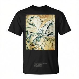 Camiseta de Arqueología con Petroglifos de la Gruta de Chauvet, Diseño de Leones, Unisex para Adultos, Manga Corta, Cuello Redondo, Impresión Digital, Promocional - Product Image 2