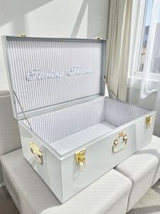 Pastel Iron Storage Trunk Set Heavy Duty Metal <b>Keepsake</b> <b>Box</b> Decorative Trousseau Chest Organizer for Home Bedroom Decor - Product Image 5