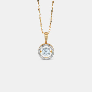 14K Yellow Gold Round Halo Lab Grown Diamond Pendant Necklace - Product Image 1