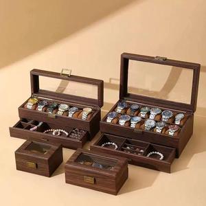 Boîte de présentation pour montres en bois, 12 emplacements, étui de rangement pour montres-bracelets, couvercle en verre, repose-montres en velours pour vitrine de magasin - Product Image 6