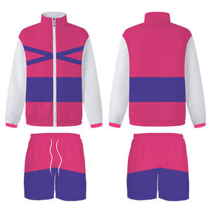 Ensemble jogging 2 pièces pour homme, veste courte et pantalon, coupe-vent en polyester avec fermeture éclair, style streetwear - Product Image 2