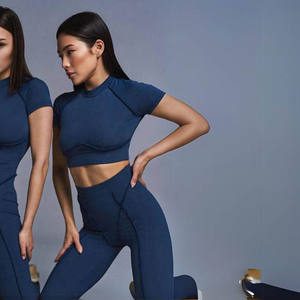 Ensembles de sport pour femmes : leggings de fitness, yoga et cyclisme, taille élastique en spandex, longueur cheville, pour l'entraînement des fessiers - Product Image 2