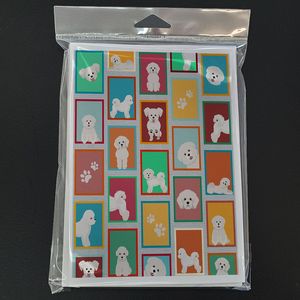Whimsical A7 Tamaño 5x7 Tarjetas de notas en blanco Paquete de 8 con sobres con muchos Bichon Frise para saludos - Product Image 3