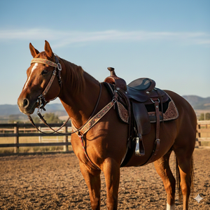 Ensemble de harnais de cheval western en cuir de qualité supérieure ZEN HORSE WORLD, comprend une bride, une poitrailière, des licols durables en cuir naturel huilé - Product Image 3