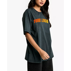 Camiseta Lisa Personalizada para Mujer, de Alta Calidad, 100% Algodón, Hombros Caídos, Talla Grande, Camisetas de Marca para Mujer - Product Image 4