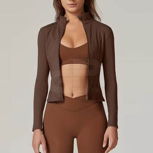 Chaqueta de yoga para mujer de diseño premium, de secado rápido, material elástico, manga larga, con cremallera completa, para correr. - Product Image 6