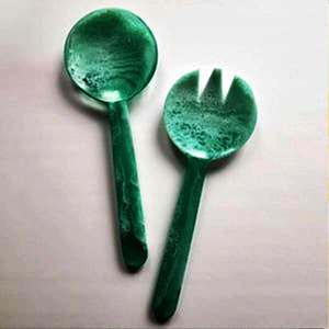 Juego de Servidor de Ensalada de Resina Hecho a Mano, Cuchara y Tenedor Ecológicos, Utensilios de Cocina Duraderos y Ligeros para el Hogar, Hotel, Restaurante, Fiesta - Product Image 4