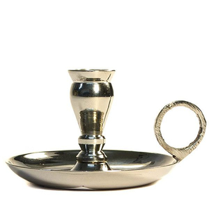 <b>Black</b> Metal <b>Candlestick</b> Holder With Loop Base Circular Design For Taper Candle Home Decoration Vintage Iron Chamber Stick - Product Image 1
