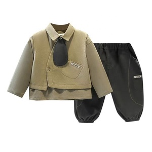 Ensemble d'automne pour garçon Setbaby Jacket Ensemble trois pièces Cool et élégant Little Kid Tough and Cool Vêtements de printemps et d'automne à la mode - Product Image 4