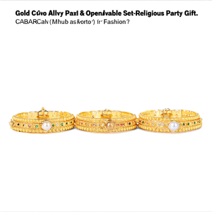 Juego de Brazaletes Abribles de Aleación Chapada en Oro con Perlas y Diamantes - Regalo Religioso para Fiestas - Product Image 2