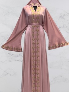 Abaya Rose Brodé en Polyester Respirant Fait Main, Manches Longues, Longueur Cheville, Col en V, Robe de Mariage Modeste pour Femme, Moyen-Orient 2026 - Product Image 2
