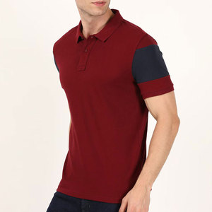 Polo de Hombre Rojo con Bloques de Color, Manga Corta, Tejido de Algodón, Estilo Casual con Paneles Azul Marino en los Hombros - Product Image 1