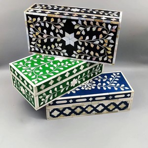 Boîte en nacre MOP, boîte de rangement pour bijoux décorative avec incrustations, boîte cadeau artisanale, décoration de maison en bois de luxe, fournisseur en gros MOP - Product Image 6