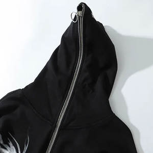 Sweat à capuche zippé intégral, élégant, confortable, coupe ample, parfait pour le streetwear, les tenues décontractées et les voyages. - Product Image 3