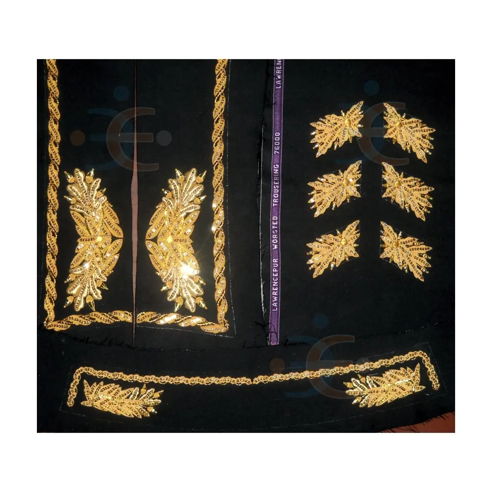 OEM церемониальная форма воротника манжеты и спина Ручная Вышивка Золотая проволока платье униформа ручная вышивка оптовая продажа Слитная куртка