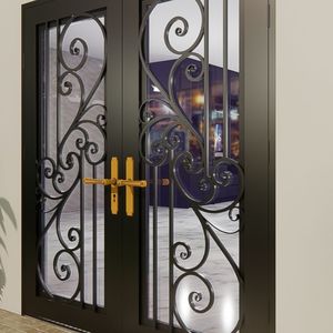 Porte d'entrée extérieure moderne en fer forgé et acier avec verre, design décoratif de luxe pour villa et maison résidentielle - Product Image 2