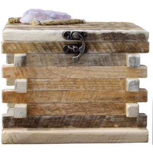 Urna Funeraria de Madera Natural Biodegradable, Caja de Cremación de Madera Sólida para Mascotas y Humanos, Urna Conmemorativa de Estilo Madera Reciclada - Product Image 1