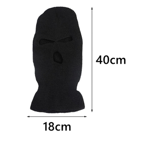 Pasamontañas Unisex Negro de Acrílico, Estilo Punk, con Capucha, Color Sólido, Deportivo, Vista Frontal y Trasera - Product Image 6