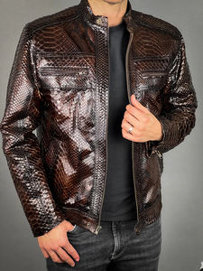 Chaqueta de cuero con relieve de cocodrilo de primera calidad para hombre, ropa de abrigo para motocicleta, para invierno, chaqueta de cuero con relieve de lujo para hombre - Product Image 4