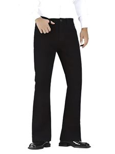 Jean coupe bootcut noir uni pour homme, 100 % coton, décontracté, coupe droite, écologique, pantalon long pour le quotidien - Product Image 1
