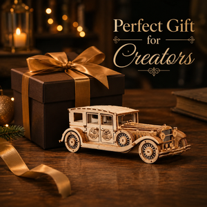 Kit de ensamblaje de rompecabezas de coche de madera clásico para el aprendizaje creativo y los entusiastas de las actividades recreativas |   Elegante Exhibición de Automóviles Clásicos Hechos a Mano - Product Image 2