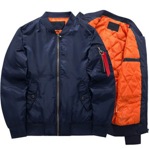 DAIZEN STAR Bomber Jacket Solid Color Zipper Closure Stand Collar Windproof Breathable Regular Fit Canvas Front Polyester Autumn - Product Image 5