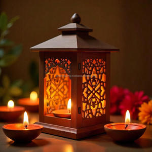 Hermosa linterna de madera con recortes artísticos de impresión de 4 colores para una elegante iluminación de patio o fiesta en el hogar, para Diwali - Product Image 3