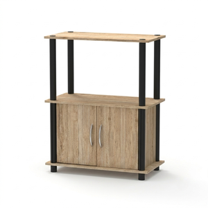 Industrial 1904 Living Room <b>Sideboard</b> Wood <b>Storage</b> Cabinet Open Shelf Media Console 2 Door Sonoma Oak Display Cupboard - Product Image 3