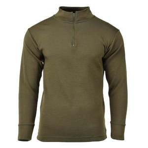 เสื้อเชิ้ตยุทธวิธีสีเขียวมะกอกอิตาลี แขนยาว คอซิปครึ่งตัว ผ้าฝ้าย - Product Image 1
