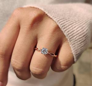 Bague de fiançailles pour femme avec diamant de laboratoire 1 carat, style classique, or massif 10k 14k 18k, cadeau d'anniversaire de mariage, bague en diamant - Product Image 5