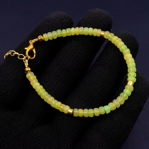 Natural Ethiopian Opal Roundel <b>Beads</b> <b>Bracelet</b>, Yellow Fire Gemstone Jewelry - Product Image 2