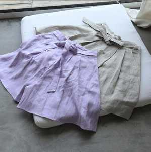 ชุดเซ็ตเสื้อผ้าผู้หญิงเอวสูงสีเบจผ้าฝ้าย พร้อมระบายขอบเอวยางยืด ทรงหลวม สไตล์ลำลอง ผ้าทอระบายอากาศได้ดี - Product Image 3