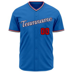Maillot de baseball bleu à manches courtes, boutonné, uniforme d'équipe personnalisé, léger, respirant, chemise de sport athlétique - Product Image 2