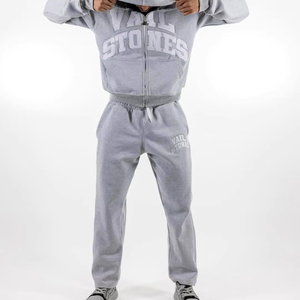 Ensemble de survêtement rose à capuche Vail Stones pour homme – Sweat-shirt et pantalon à fermeture éclair intégrale – Tenue décontractée style automne 100 % coton mi-lourd - Product Image 4