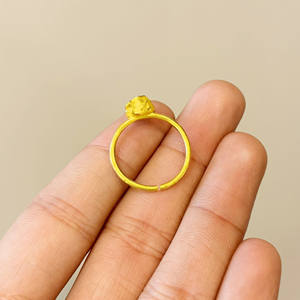 Anillo Ajustable Chapado en Oro con Ópalo de Fuego Natural, Joyería Artesanal Minimalista Boho con Piedras Preciosas para Mujer, Suministro al por Mayor - Product Image 4