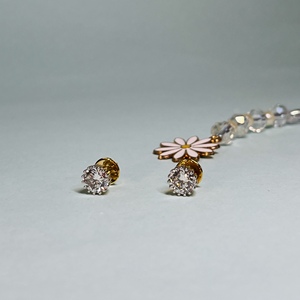 Pendientes de Diamantes Naturales Certificados de 1.0 CT con Corte Brillante, Oro Sólido de 14K, Unisex, para Compromiso, Boda, Regalo de Lujo - Product Image 1