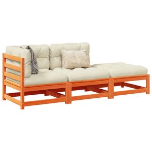 Ensemble de canapés de jardin modulaires en tissu Oxford en bois de pin massif brun ciré - Product Image 1