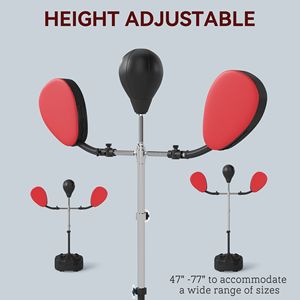 Saco de Boxeo Negro de Altura Ajustable con 2 Brazos de Objetivo, Máquina de Entrenamiento de Boxeo con Soporte para Ejercicio - Product Image 4