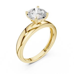 Bague de fiançailles minimaliste en diamant rond brillant cultivé en laboratoire, plaqué or, bijoux pour femmes, anniversaire de mariage - Product Image 3