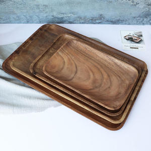 Plateau de service rectangulaire en bois d'acacia, fait main, poli, pour thé, café, desserts et aliments, idéal pour les fêtes - Product Image 4