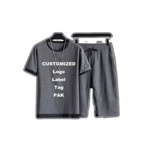 Ensemble t-shirt et short d'été pour hommes, tenue décontractée, streetwear, deux pièces, tenue assortie, tissu doux et confortable - Product Image 1