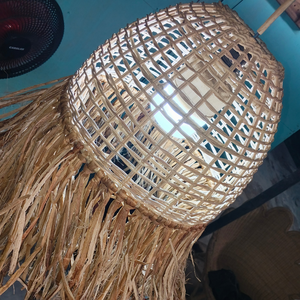 Handmade Tropical Rattan Bell-Shaped Pendant <b>Light</b> Cover Woven Bamboo Hanging Shade Tassel Decor Modern for Living Room - Product Image 3