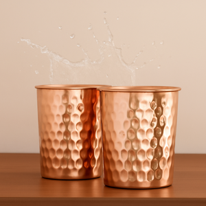 Verre à eau ayurvédique en cuivre 300 ml |   Gobelet en cuivre pur martelé artisanal pour le bien-être, le yoga, la méditation et l'hydratation consciente - Product Image 2